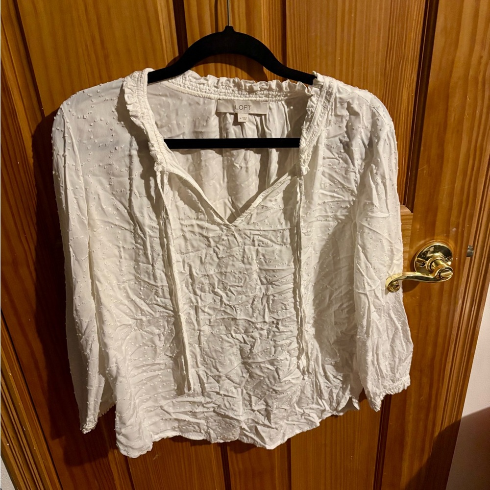 Ann Taylor Loft White Blouse Medium